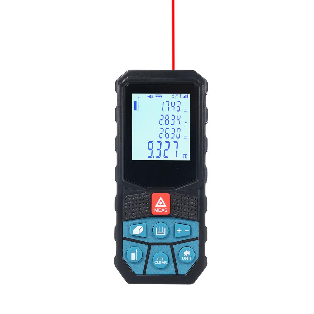 Distance Meter Angle Sensor with 2inch Backlit LCD Screen High Accuracy Multi Measurement Modes Pythagorean Distance Area Volume Angles Measure