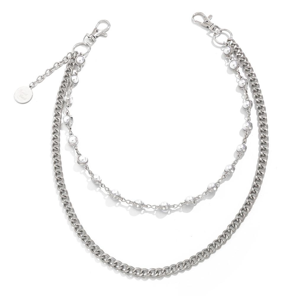 Zinc Zinc Zinc Alloy Pearl Waist Chain Tassel Pants Chain Cool Tassel Jeans Chain  Male
