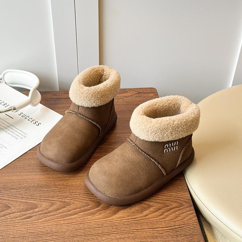 2025 winter popular children's snow boots girls Korean version warm cotton shoes piled and thickened boys medium top large cotton shoes