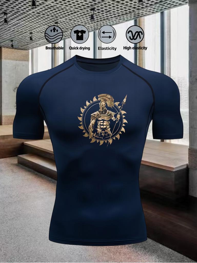 Men's Short Sleeve Compression T-Shirt Breathable Elastic Ancient Greek/Strength Training Style Top