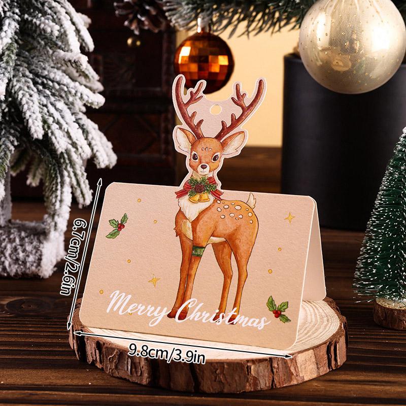 Merry Christmas Greeting Cards New Year 2025 Blessing Postcard Navidad Foldable Greeting Cards Xmas Tree Party Hanging Decor
