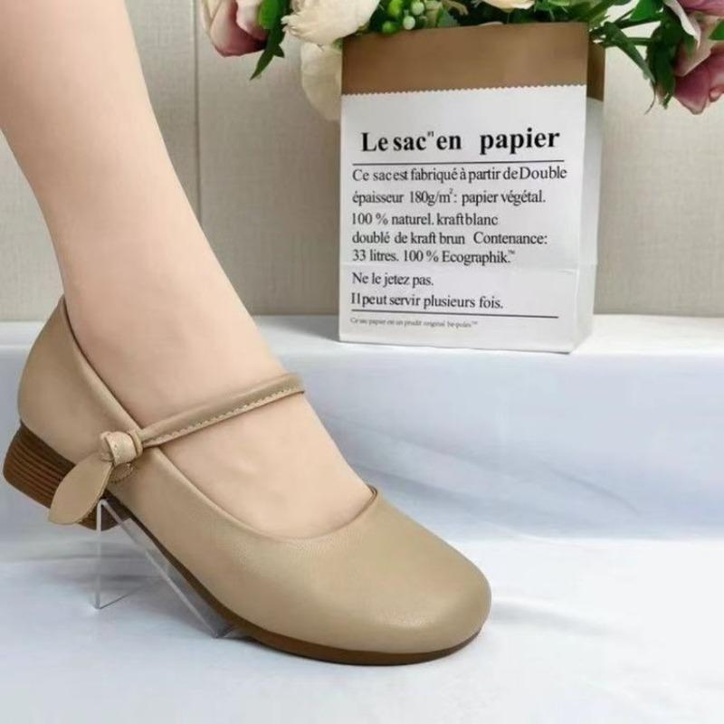 

Осенние одинарные туфли женские новые Мэри Джейн на мягкой подошве, кожаные туфли-бини на плоском каблуке 40 абрикосовый