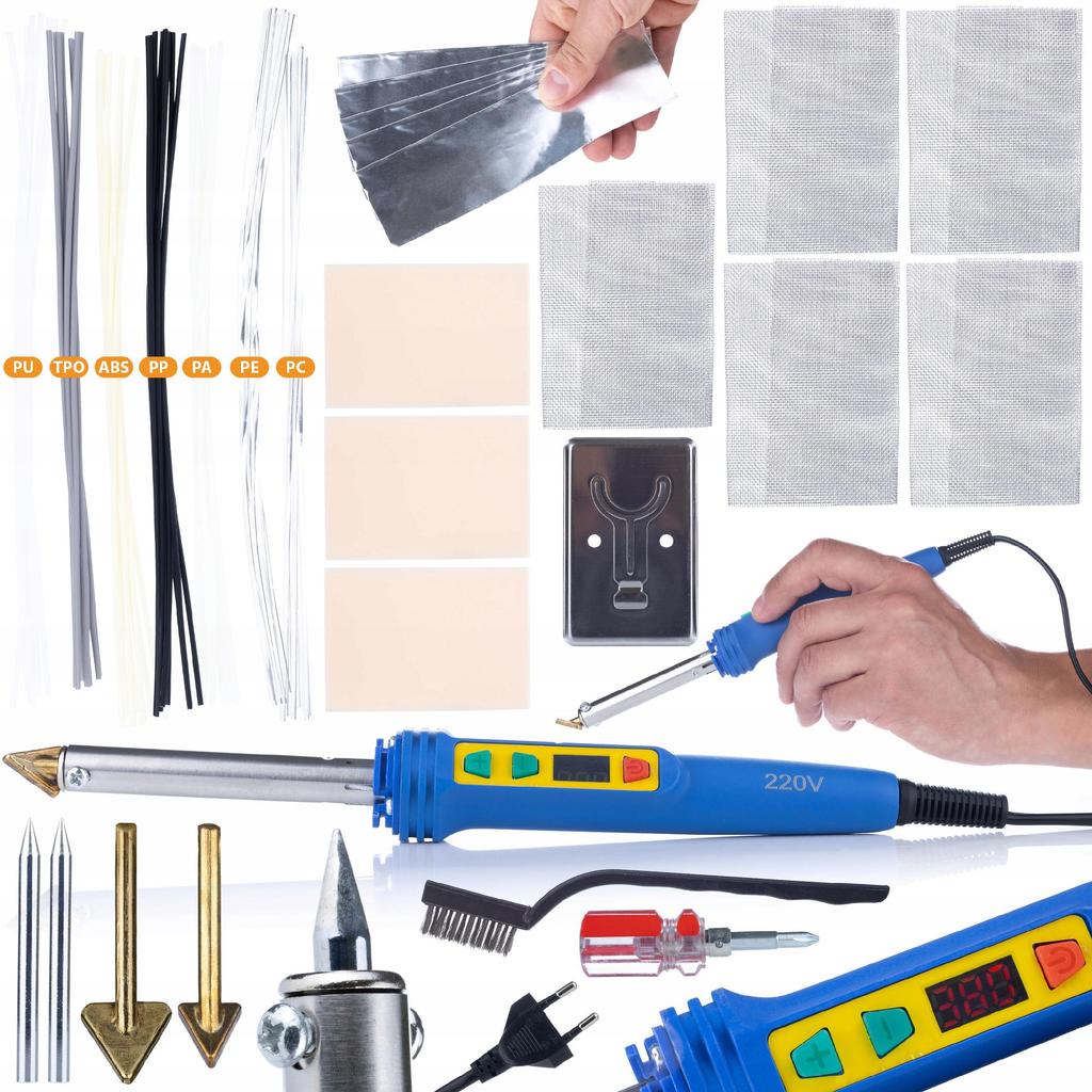 Rosfix Lutownica Żelazko Do Plastiku Blue Kong 120W RBK120W – Wysoka Moc 120W | Płynna Regulacja Temperatury 200–600°C | Zestaw Akcesoriów I Zszywek