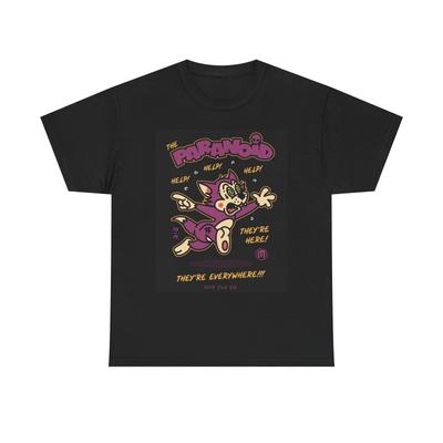 The Paranoid Cat Graphic T Shirt Mens Womens Tees Top Unisex Cotton Tee NEW