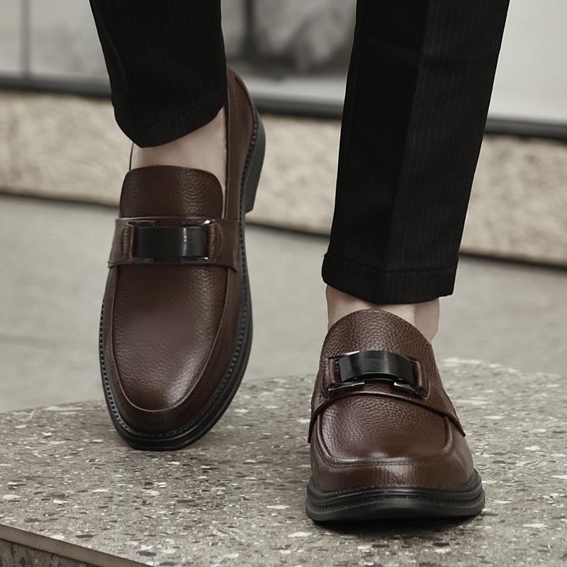 Fashion Genuine Leather Casual Shoes Fashion Men's Comfortable Loafers Soft Sole Non-slip Men Driving Footwear Business Walking Flats