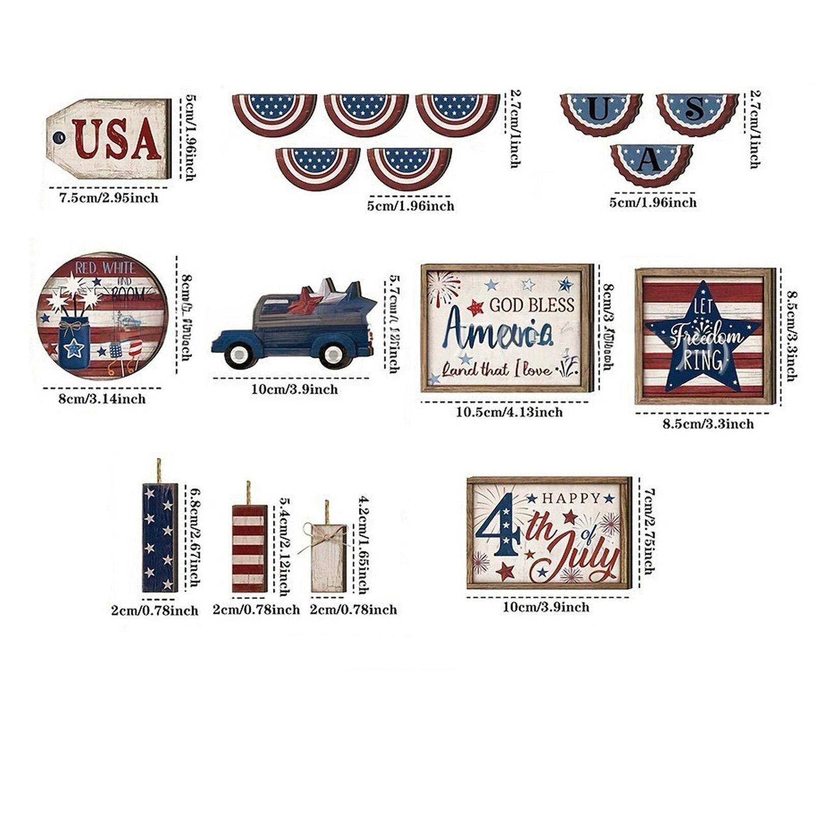 

Tiered Tray Decorations Set Wood Patriotic Decoration Rustic American Flag Star Red Blue Decor For Memorial Day 250th Anniversary Home Ind One Size