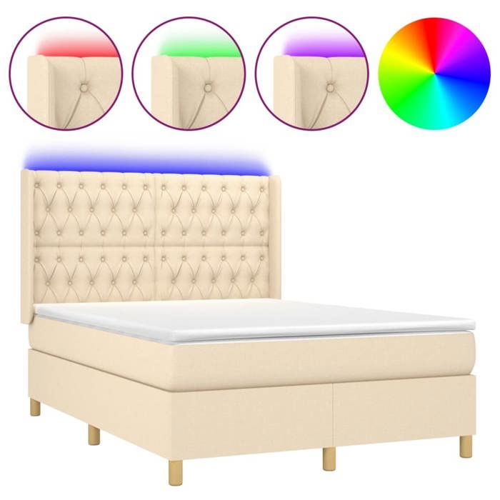 VidaXL Sommier à Lattes de Lit avec Matelas et LED, Lit Rembourré, Lit Double, Lit Adulte de Chambre à Coucher Intérieur, 3139122