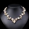 3pcs Women Zircon Flower Necklace Earrings Elegant Party Zircon for Weddings Birthdays Evening Events Floral Luxury Accessories