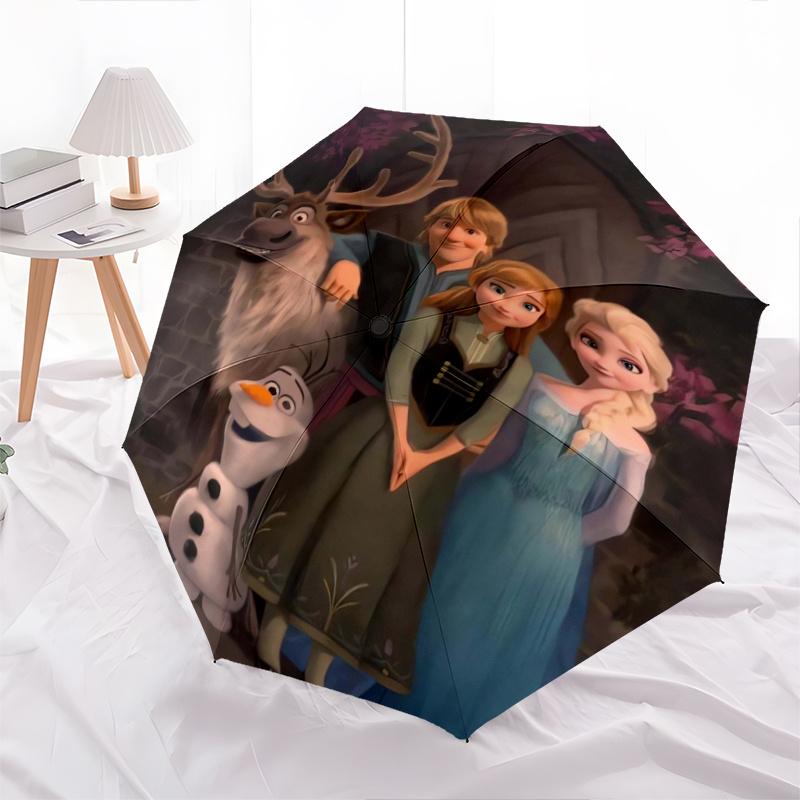 Frozen Fever Characters Automatic Opening and Closing Umbrella - Lightweight 3-Fold Design, Suitable for Fans, Travel, Daily Use - Official
