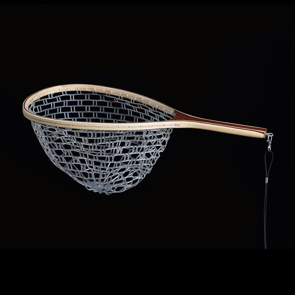 Fly Fishing Landing Net Wooden Handle Frame Catch and Release Net Portable Lightweight Rubber Fishing Net