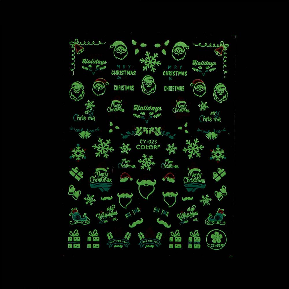 Manicure DIY Nail Decor Christmas Nails Stickers Luminous Nail Stickers Fluorescent Nail Decals