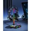 New Bee Z12 Headphone Stand, Desktop Headset Stand with RGB Lighting, Type-C and USB Ports for Data Transfer/Charging, Wired Headphone Holder, Easy As