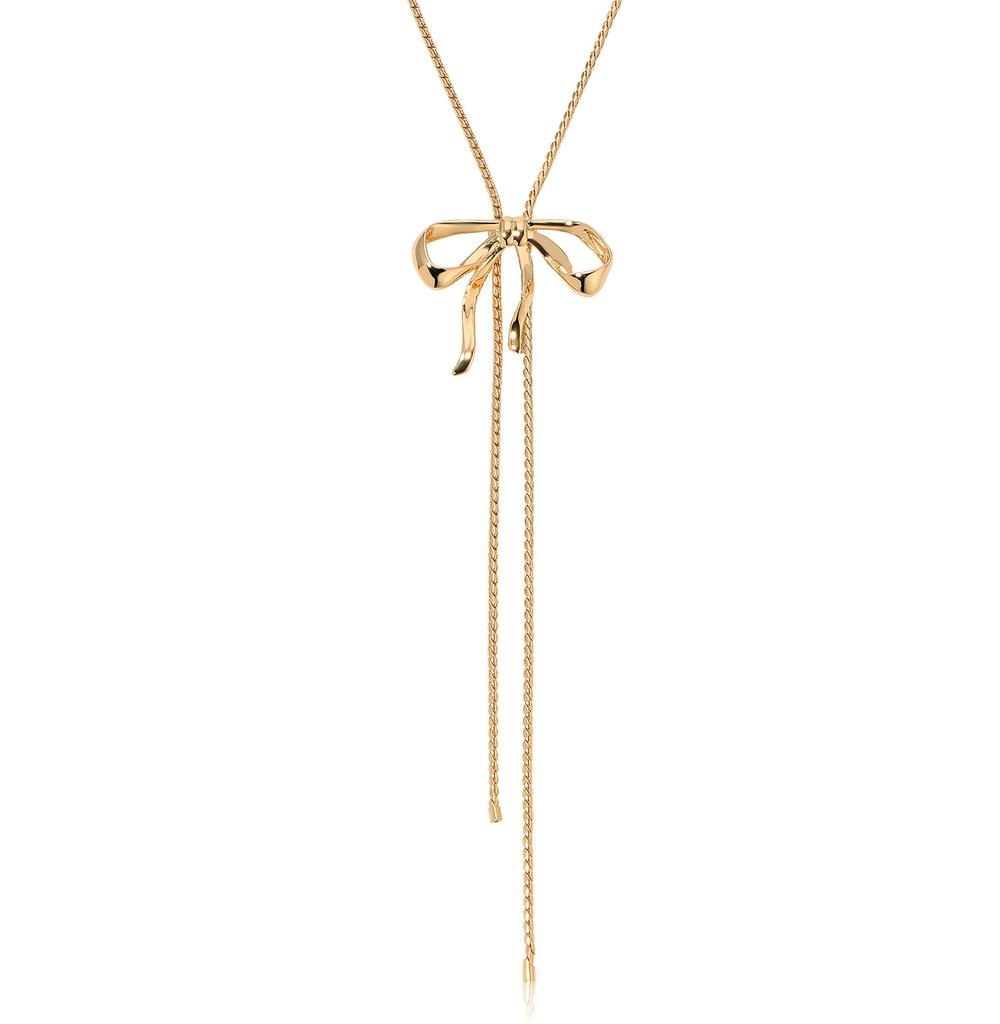 Waterproof 18k Gold Plated Y Shaped Stainless Steel Necklace Fashion Layered Chain Pendants Necklaces for Women