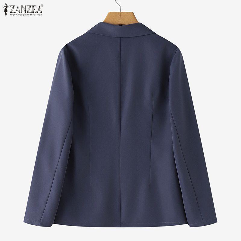 ZANZEA Damen Lässiger Umlegekragen Langarm Dünner Cardigan Blazer
