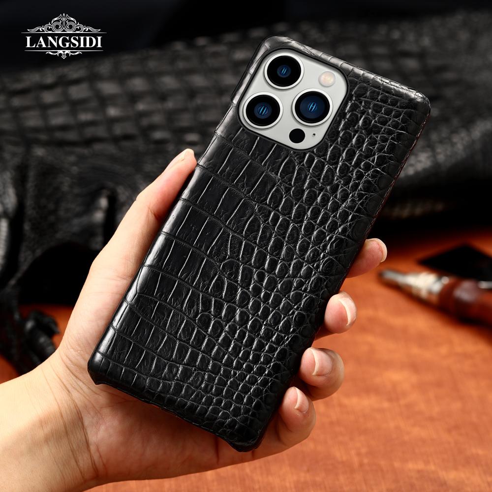 Luxury Genuine Crocodile Leather Phone Case For iPhone 17 Air 16 Pro Max 16 Plus 15 11 12 13 14 Pro Shockproof Back Cover