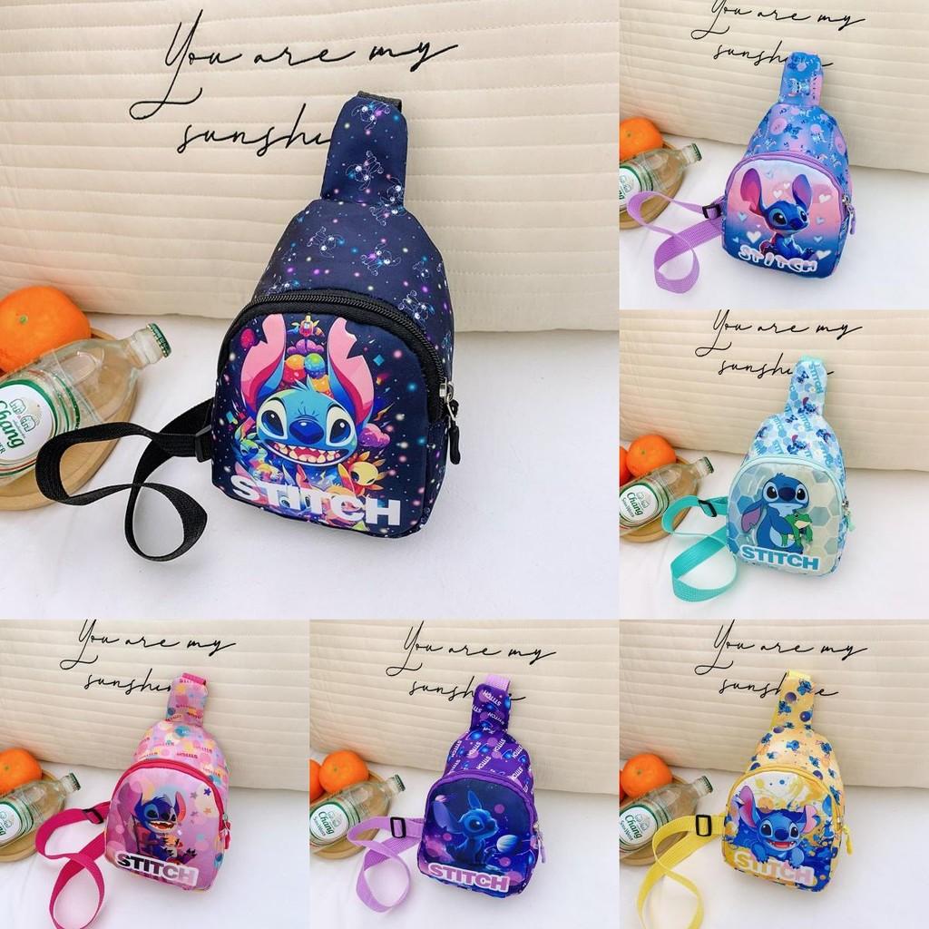 Stitch Cartoon Kids Coin Purse Chest Bag With Polyester Lining For Daily Outdoor Use