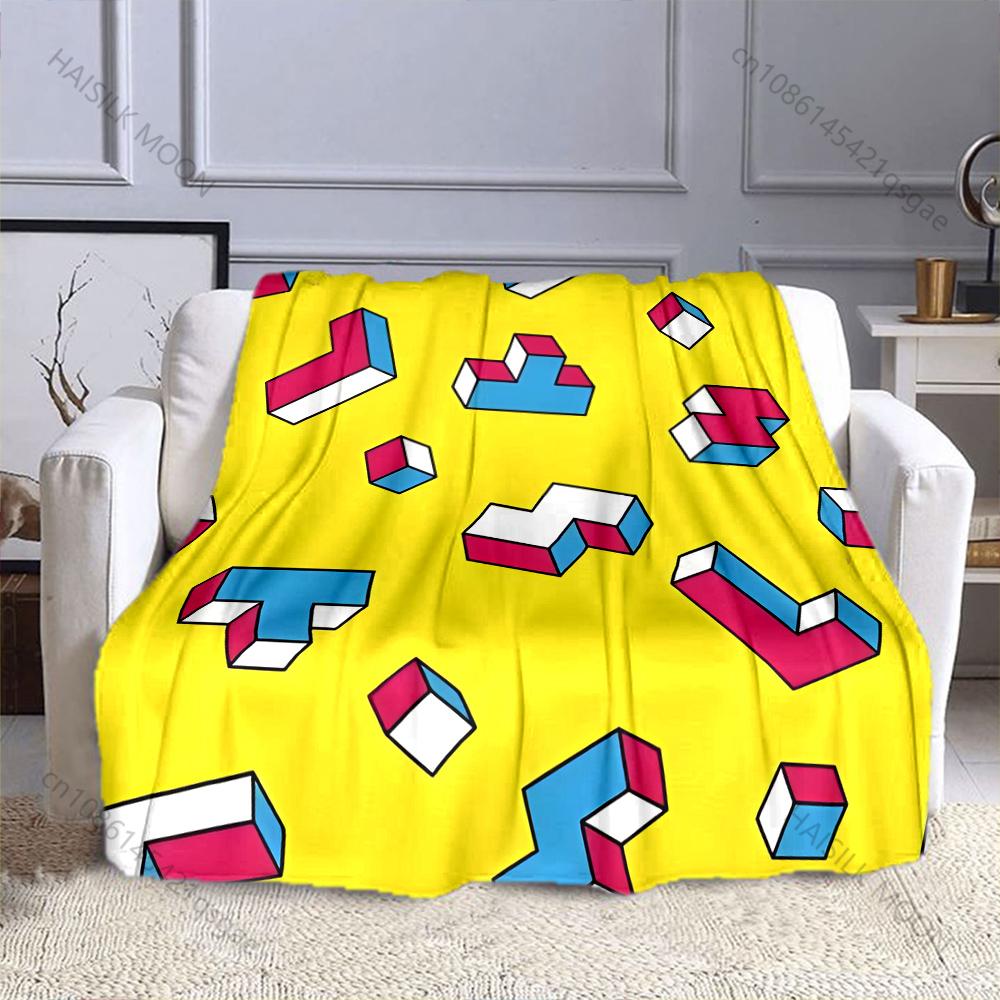 

Classic Block Game Pattern Blanket Warm Soft for Sofa Bed Home Travel Camping Blanket All Seasons Luxury Gifts Large Size 75x90cm
