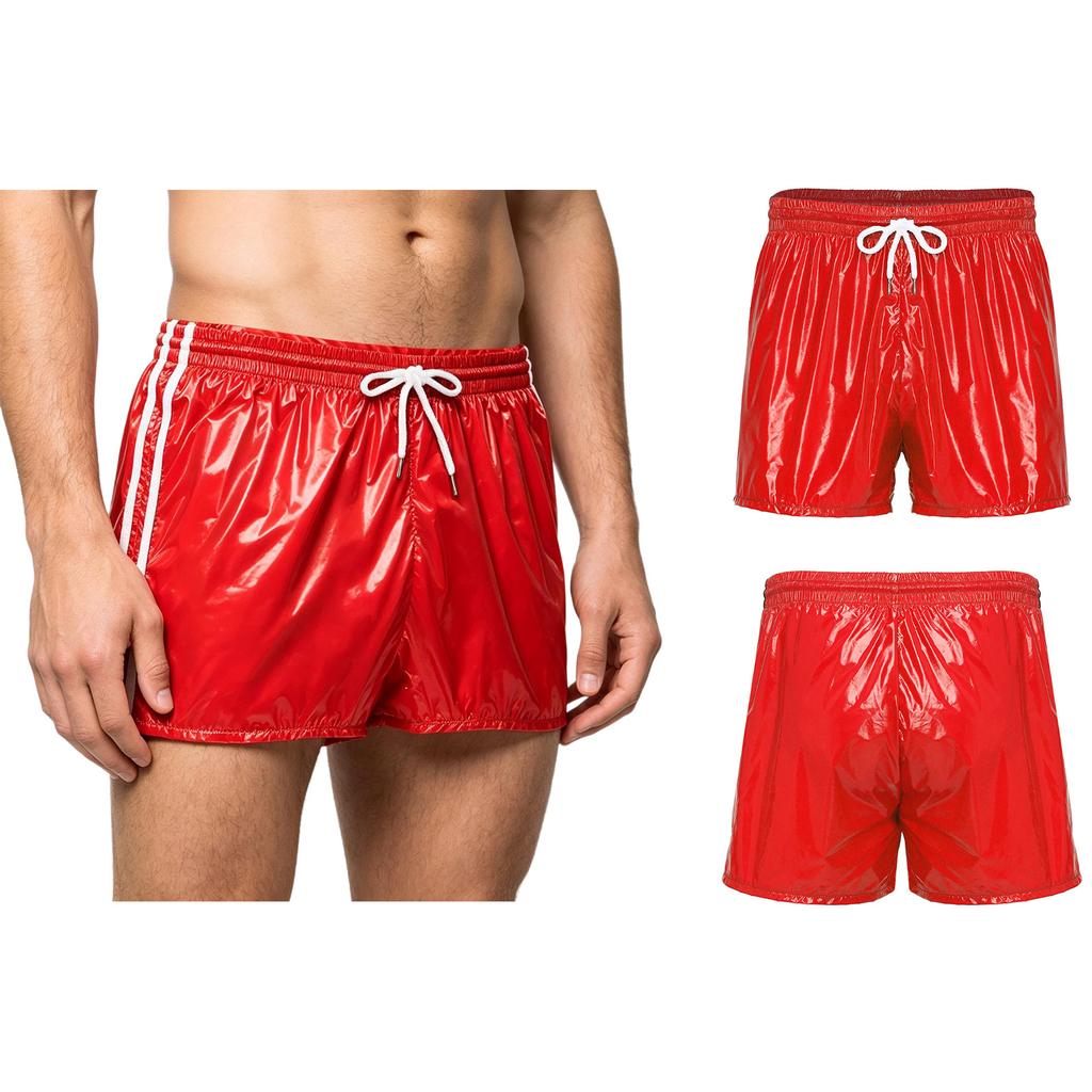S-3XL Mens Sports Swimming Shorts Waterproof Fabric Elastic Drawstring Waistband Integrated Briefs for Workout Wrestling