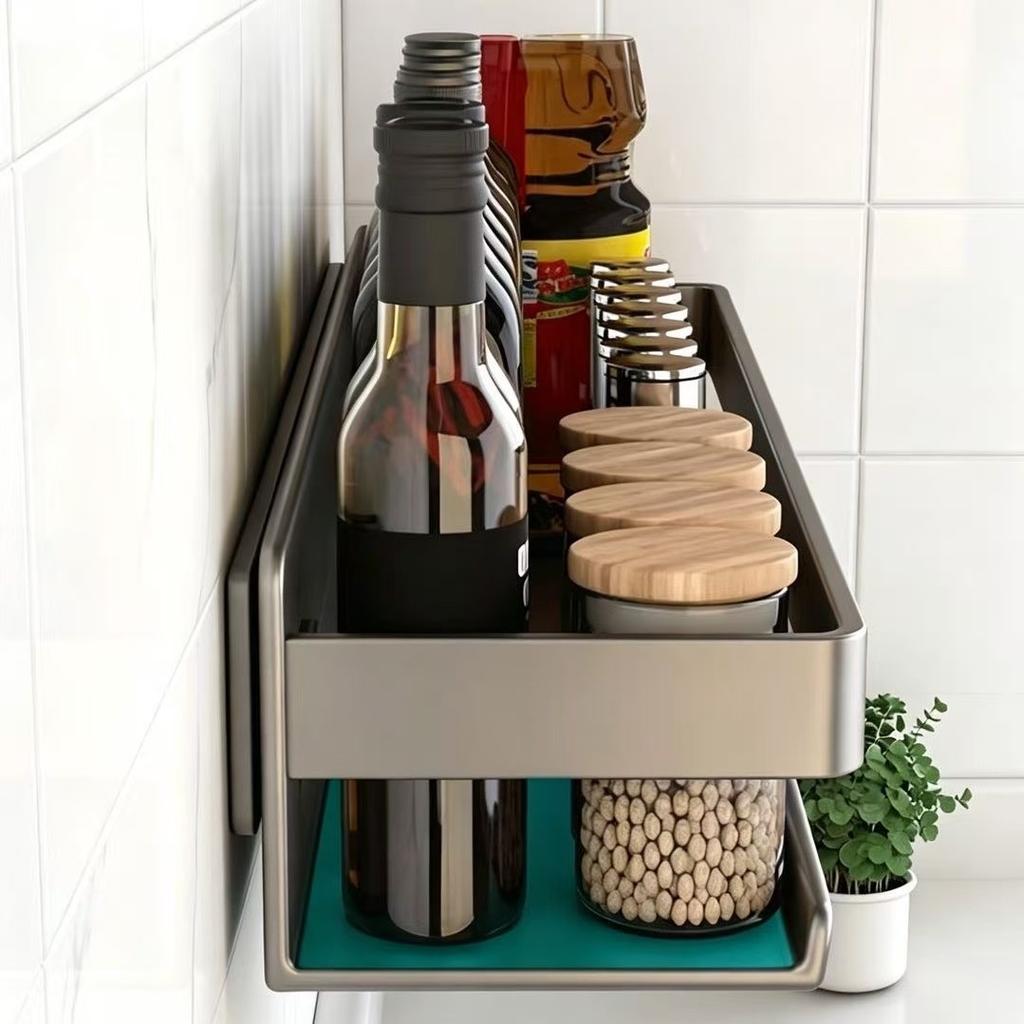Multifunctional Kitchen Rack Side Condiment Storage Hanger Kitchen Supplies Wall-mounted Layered Seasoning Rack