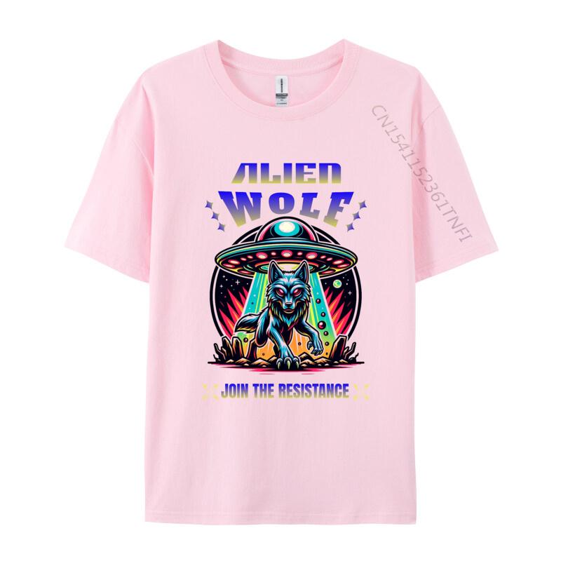 Alien Wolf TShirt Join The Resistance Funny T Shirt Cotton Tops Tees for Male Black Large Graphic Tees