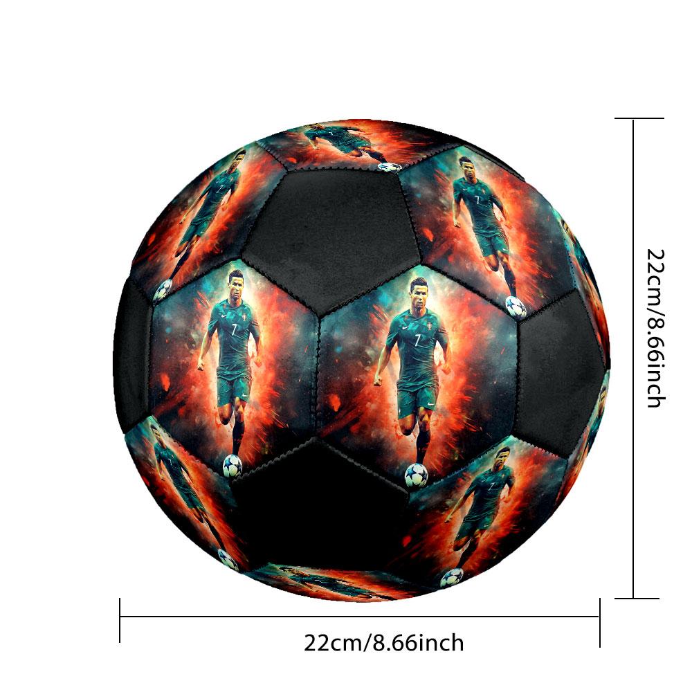 1 PZ Pallone da calcio Cristiano Ronaldo Taglia 5 grezza Praha Pallone da calcio indoor Colorato Per tutte le età Cucito a macchina PVC Pronto per la competizione Resistente Alto rimbalzo