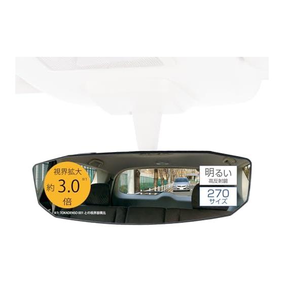 Carmate Car Room Mirror Octagon Series 1400SR curved mirror with ultra-wide field of view Highly reflective mirror that is bright even at night 270mm