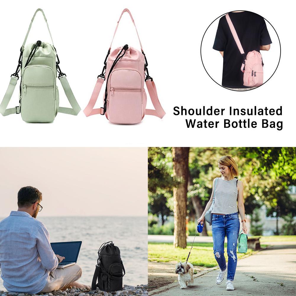 32oz 40oz Insulated Water Bottle Carrier Sling Bag with Phone Pocket Crossbody Gym Bag Water Bottle Holder with Adjustable Strap