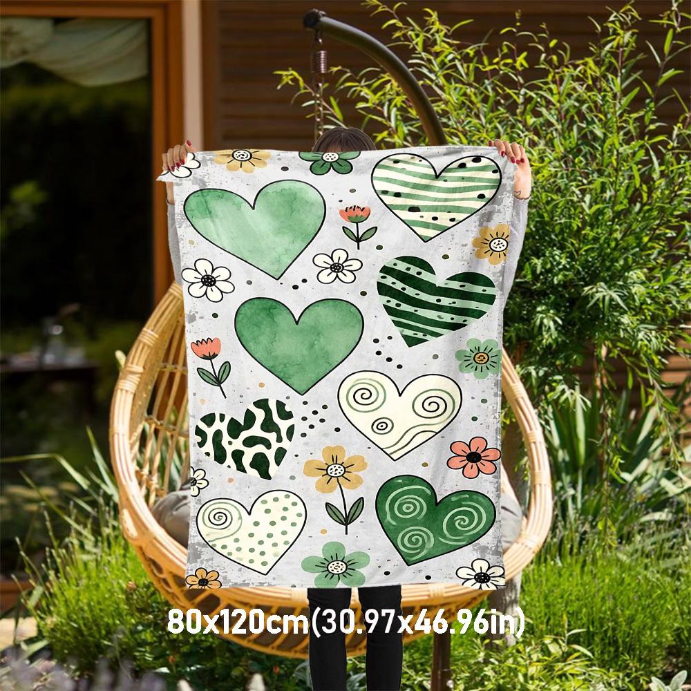 1pc heart flower Outdoor Flannel Blanket Soft Warm All-Season Throw for Sofa Bed Car Camping Office, Cozy Gift Idea1267S