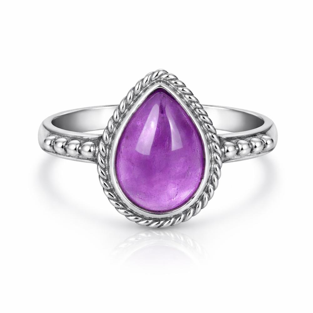 Amethyst Ring Shrisha Jewels 925 Sterling Silver Purple Pear Cut Women Jewelry