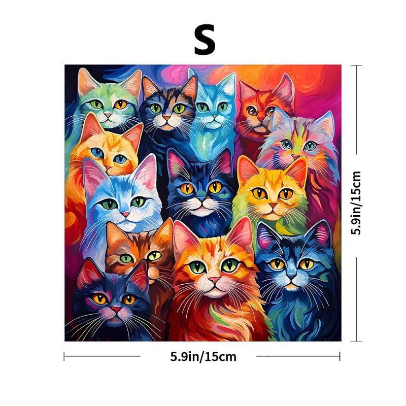 Cross-Border Special-Shaped Creative Cat Wooden Puzzle, High Difficulty Special-Shaped Handmade Diy Gift Toy High Difficulty