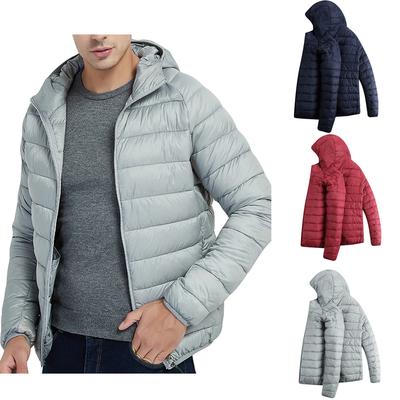 Men's  Winter Style Light Weight Feather Down Cotton Coat Hooded Coat