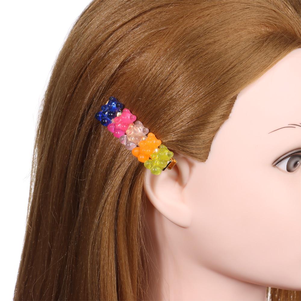 Hair Accessories Girls Women Duckbill Candy Color Colorful Hair Clip Barrette Jelly Bear Hairpin