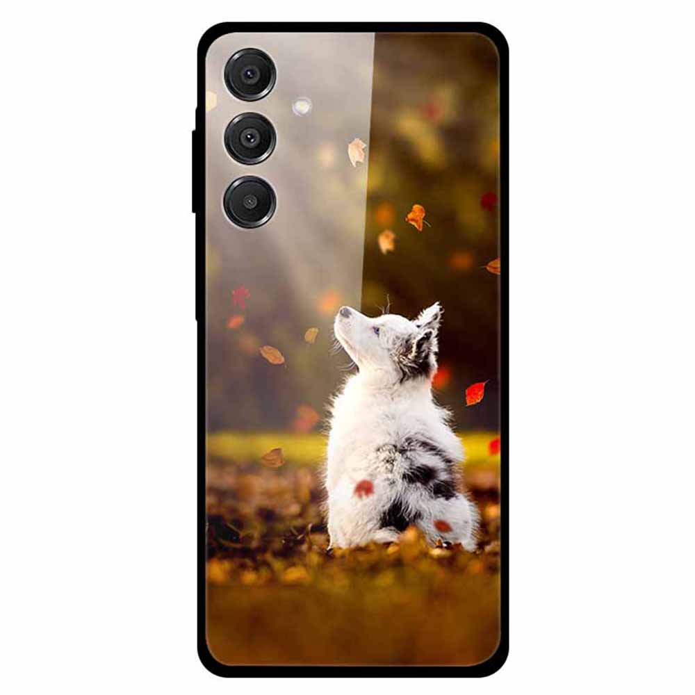 

For Samsung Galaxy A16 5G/A16 4G Case Pattern Print Tempered Glass Cell Phone Cover White Dog