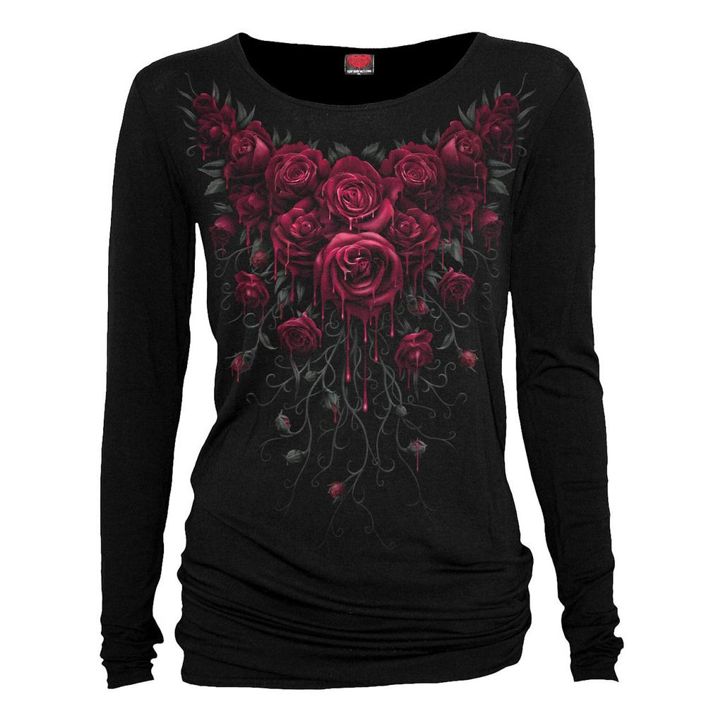 Spiral Direct Unisex Adult Blood Rose Baggy Long-Sleeved T-Shirt