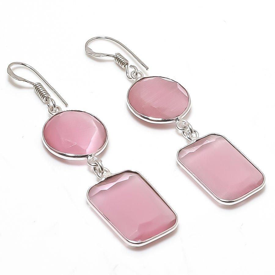 

Pink Monalisa Gemstone Handmade 925 Sterling Silver Jewelry Earring 2.29 GK-7278