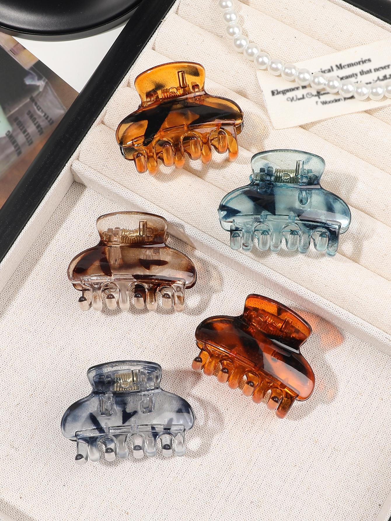 

5 шт. Женские маленькие заколки-крабики для волос, целлулоидные зажимы-крабики под черепаху, леопардовые зажимы для волос, модные аксессуары для волос для женщин, девушек