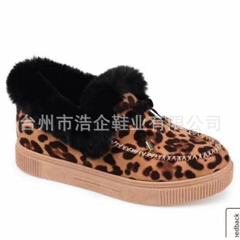 Winter round head thick sole velvet thickened warm cotton shoes women's foreign trade large size sewing shoes snow boots Doudou shoes