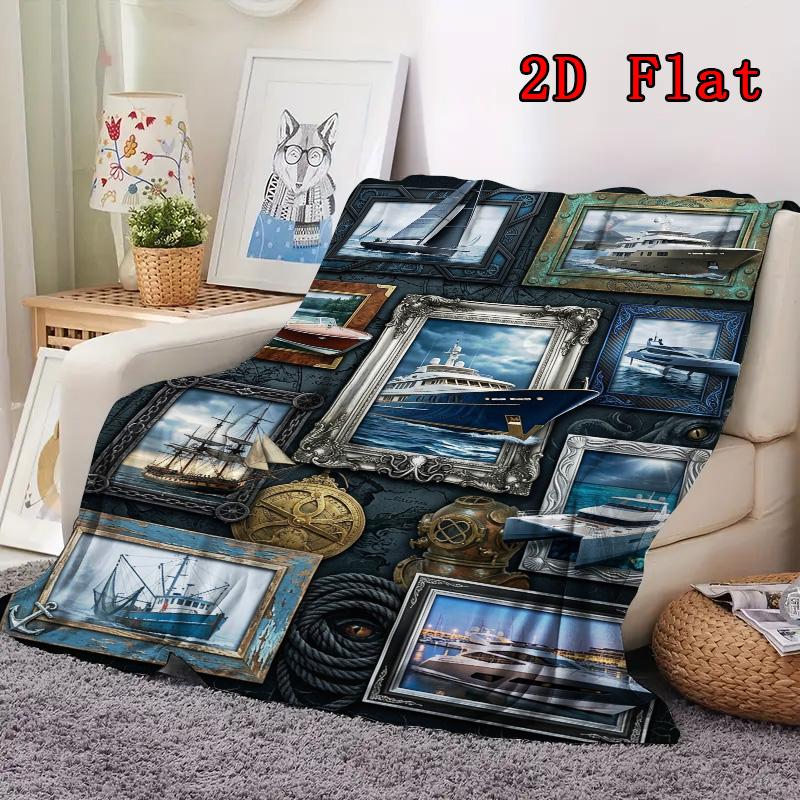 Nautical Maritime Dreams 2D Flat Pattern Flannel Blanket, High quality All Seasons, Home Decor, Warmth and Comfort, Perfect for Christmas Gifts.