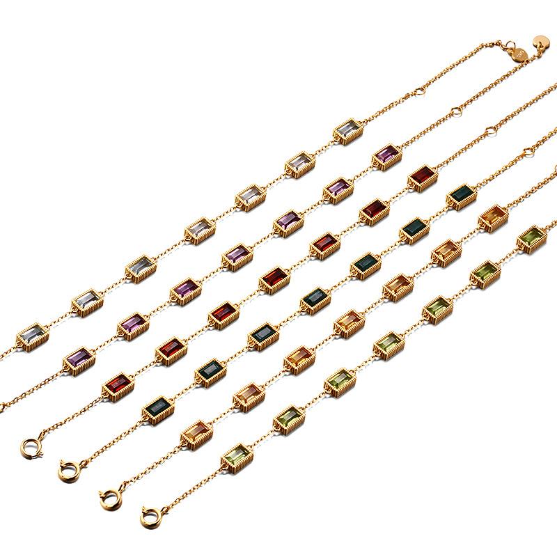 S925 Silver Light Luxury Jewelry Dream Come True Faceted Natural Crystal Bracelet for Women Candy Color Amethyst Olive Topaz