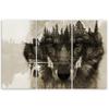 Three Piece Picture Canvas Print Wolf Animals Black White