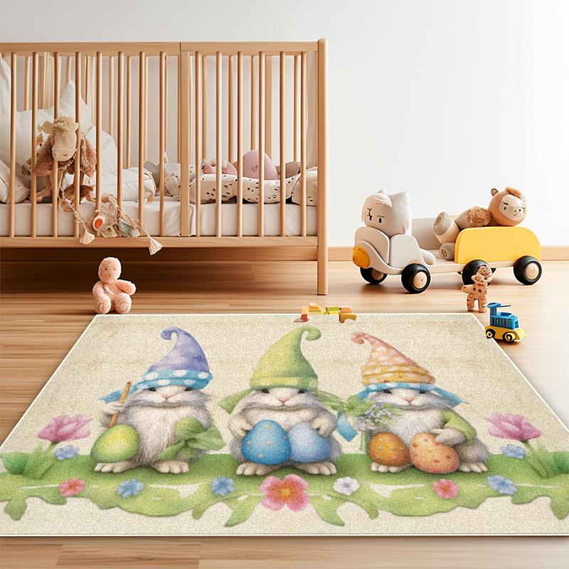 Cute Decoration Carpet for Room Little Rabbit Cartoon Style Non-slip Living Room Rug Bedroom Bedside Plush Soft Mat for Children