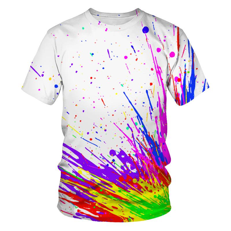 [Gesundheitstuch Sommer grenzüberschreitend heißer Verkauf Außenhandel 3D-Digitaldruck Tintenspritzer kurzärmeliges T-Shirt Fabrikquelle]