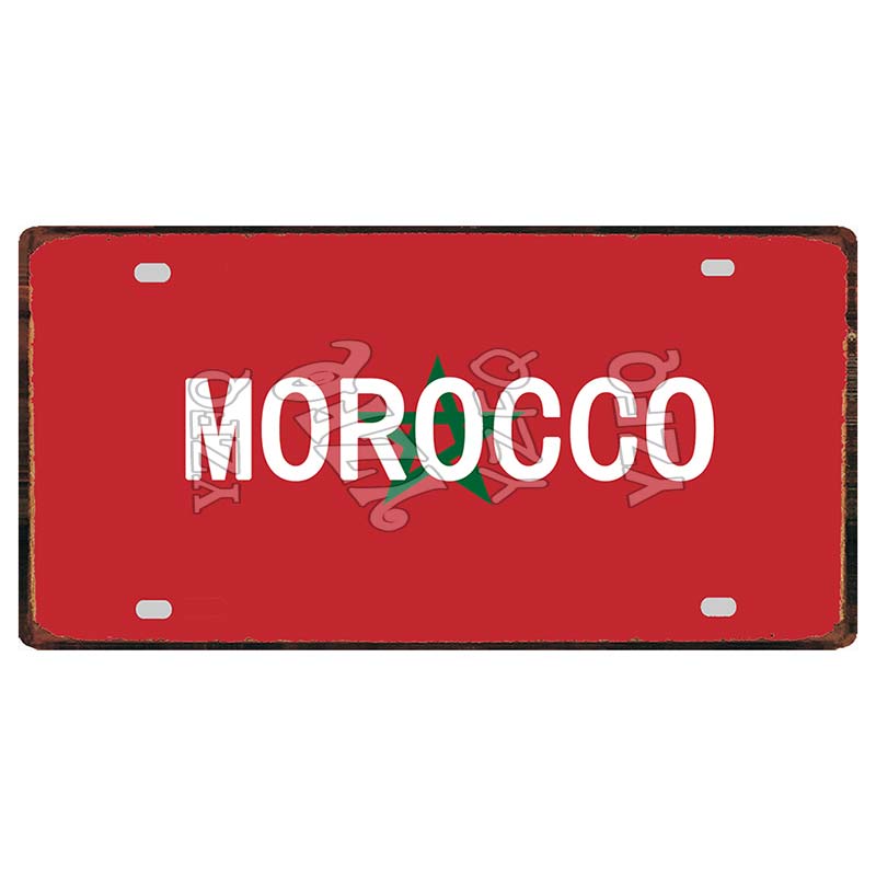 [YZFQ ]30X15CM Nationalflagge Marokko Norwegen Zypern Metallblechschild Stadt Reise Souvenir Wand Kneipe Geschäft Heimhandwerk Dekor DC-1345B