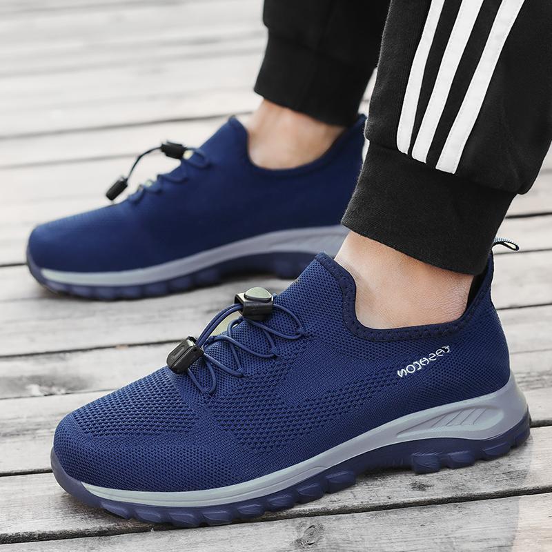 Men's Shoes Summer Couple Style Anti Slip Middle-aged and Elderly Breathable Casual Sports Shoes Fly Woven Walking and Jogging