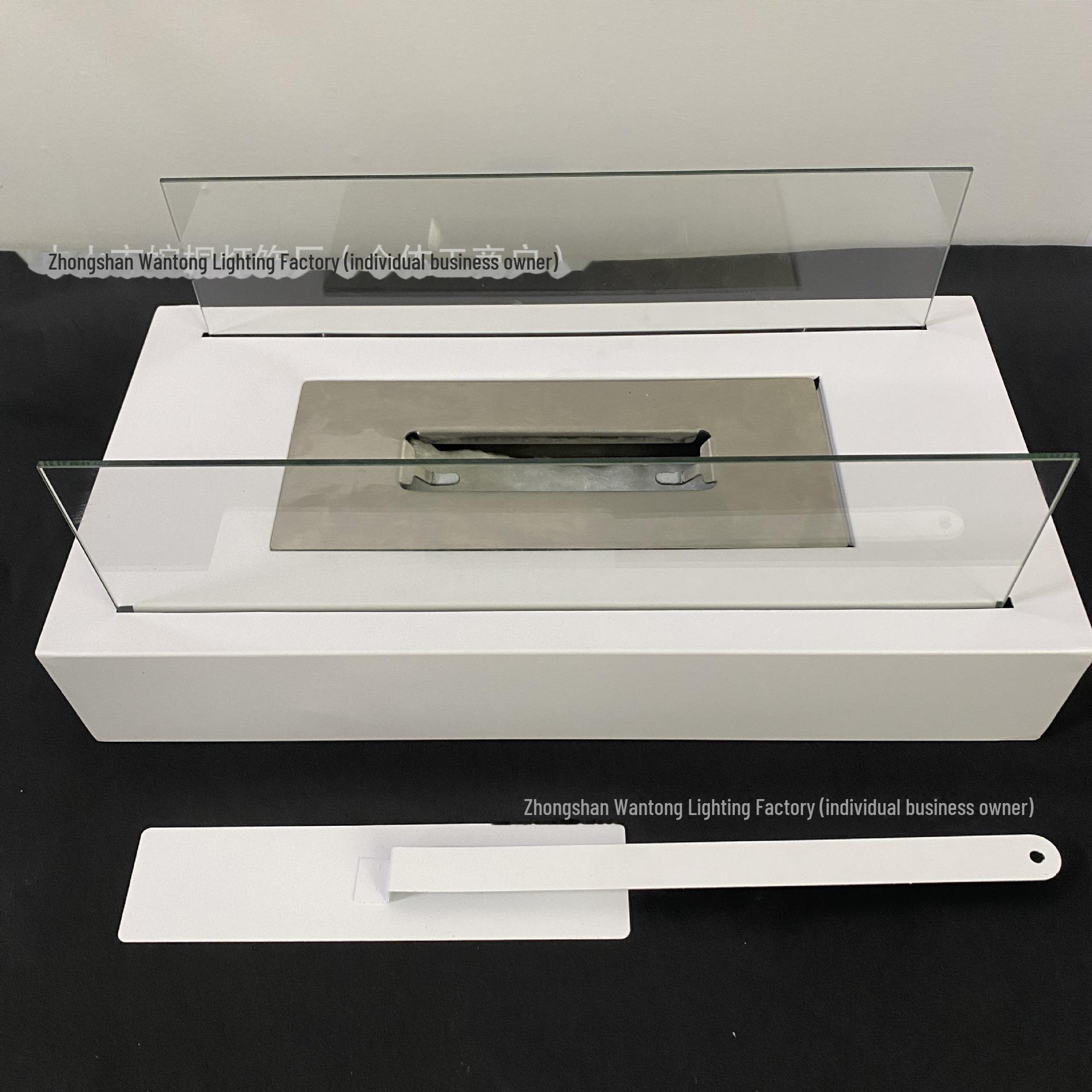 

Портативный прямоугольный настольный спиртовой каминный светильник - обогреватель для внутреннего и наружного декора дома Rectangular Fireplace Integrated Slot 008 белый