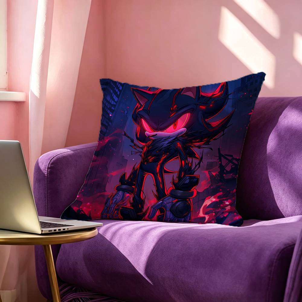 Shadows SSonics Hedgehog Square DoubleSided printed Pillow Case Bedroom Bedside Pillow Sofa Cushion Cover