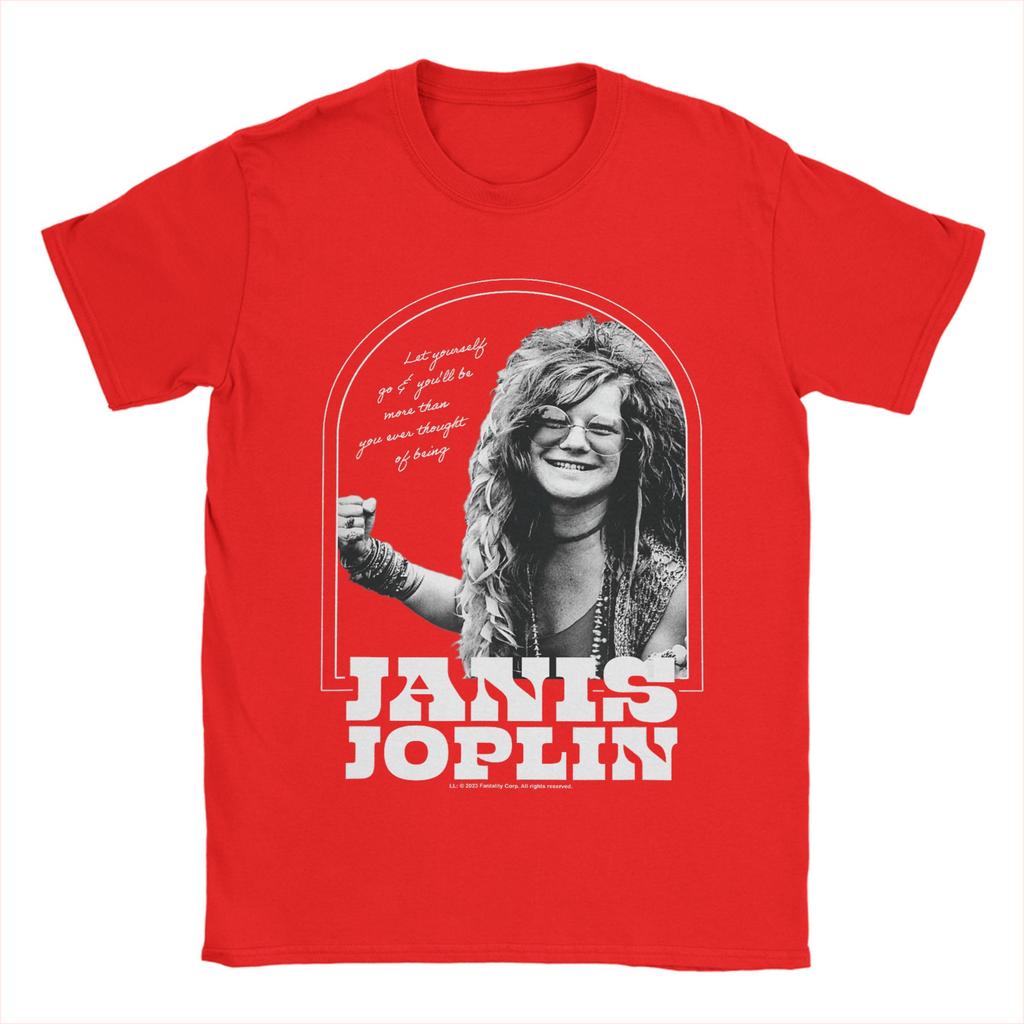 Mens TShirt Janis Joplin Let Yourself Go Be More Novelty Pure Cotton Tees Short Sleeve T Shirts Crew Neck Clothes Printed