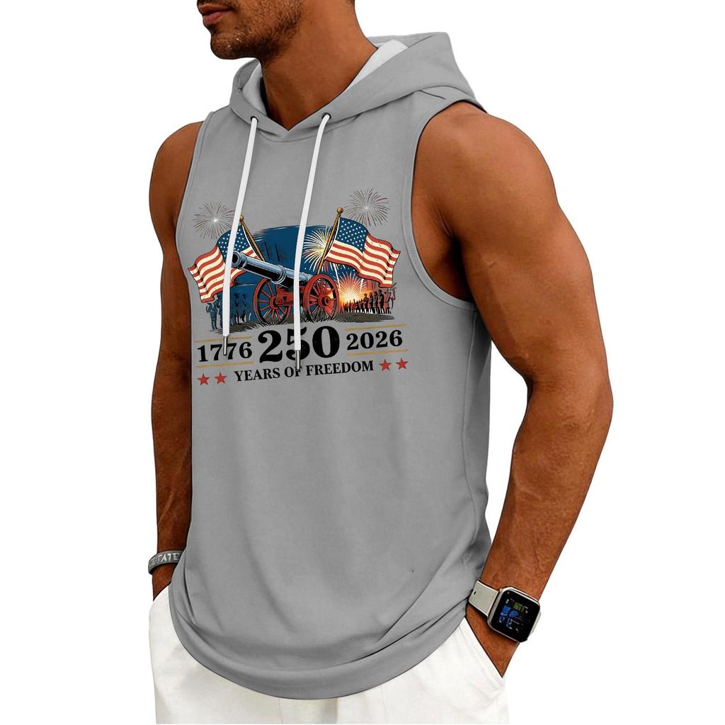 Men's Tank Top Gym Sleeveless Hoodie Shirt Washed Sports Muscle Shirts Fitness Vest With Hood