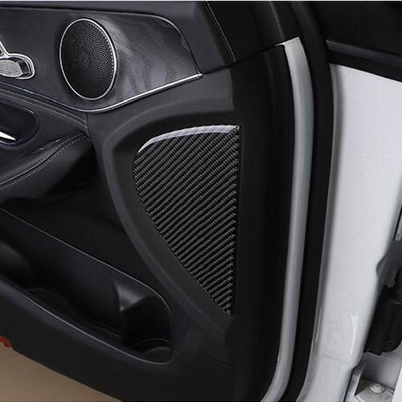 Carbon Fiber Front Door Panel Decoration Cover Trim 2Pcs For Mercedes Benz C Class W205 GLC X253 2015-2018 Car Accessories