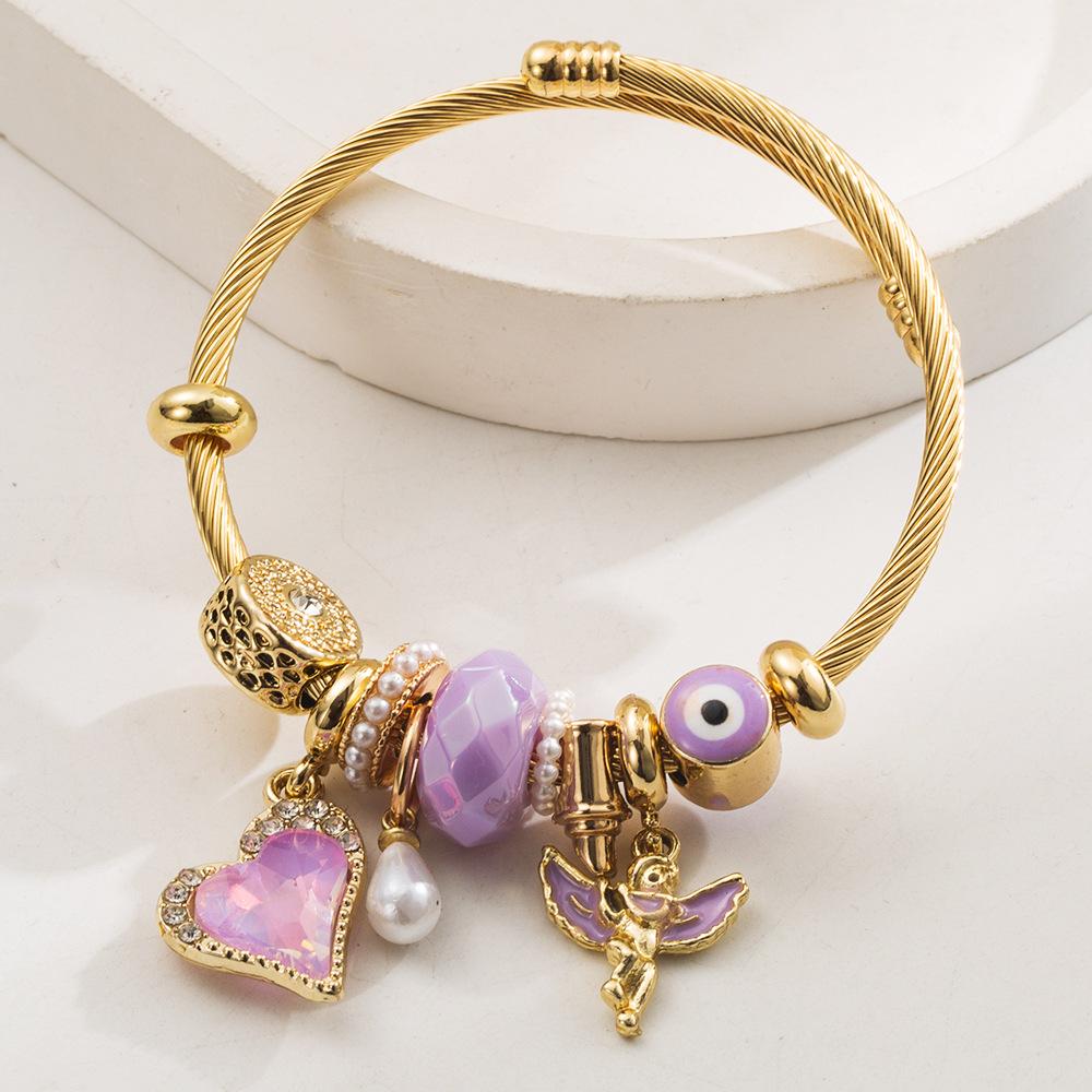 Handmade Beaded Bracelet for Women Heart Angel Alloy Accessories Versatile Exquisite Bracelet